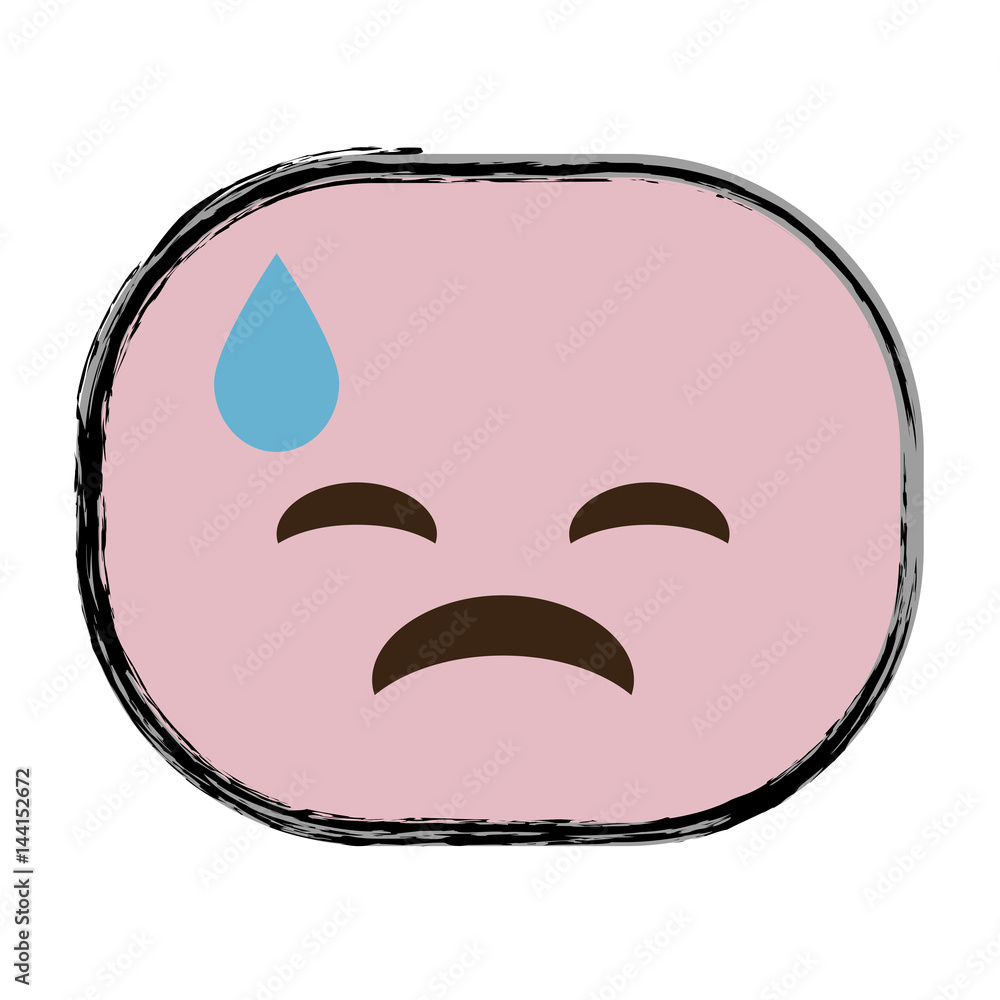 Fototapeta premium sad cartoon face icon over white background. colorful design. vector illustration