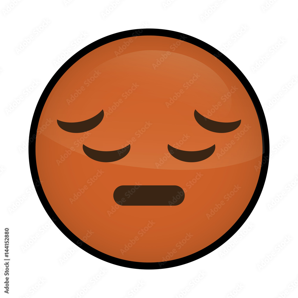 Disappointed cartoon face icon over white background. colorful design. vector illustration