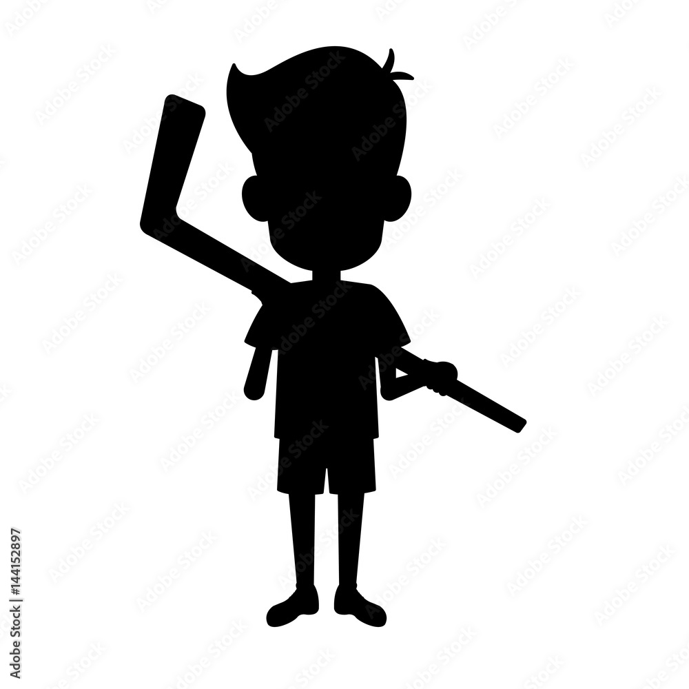 young boy with hockey stick icon image vector illustration design young boy with hockey stick icon image vector illustration design