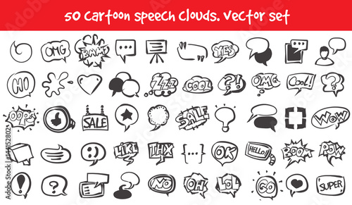 vector doodle speech clouds icons set