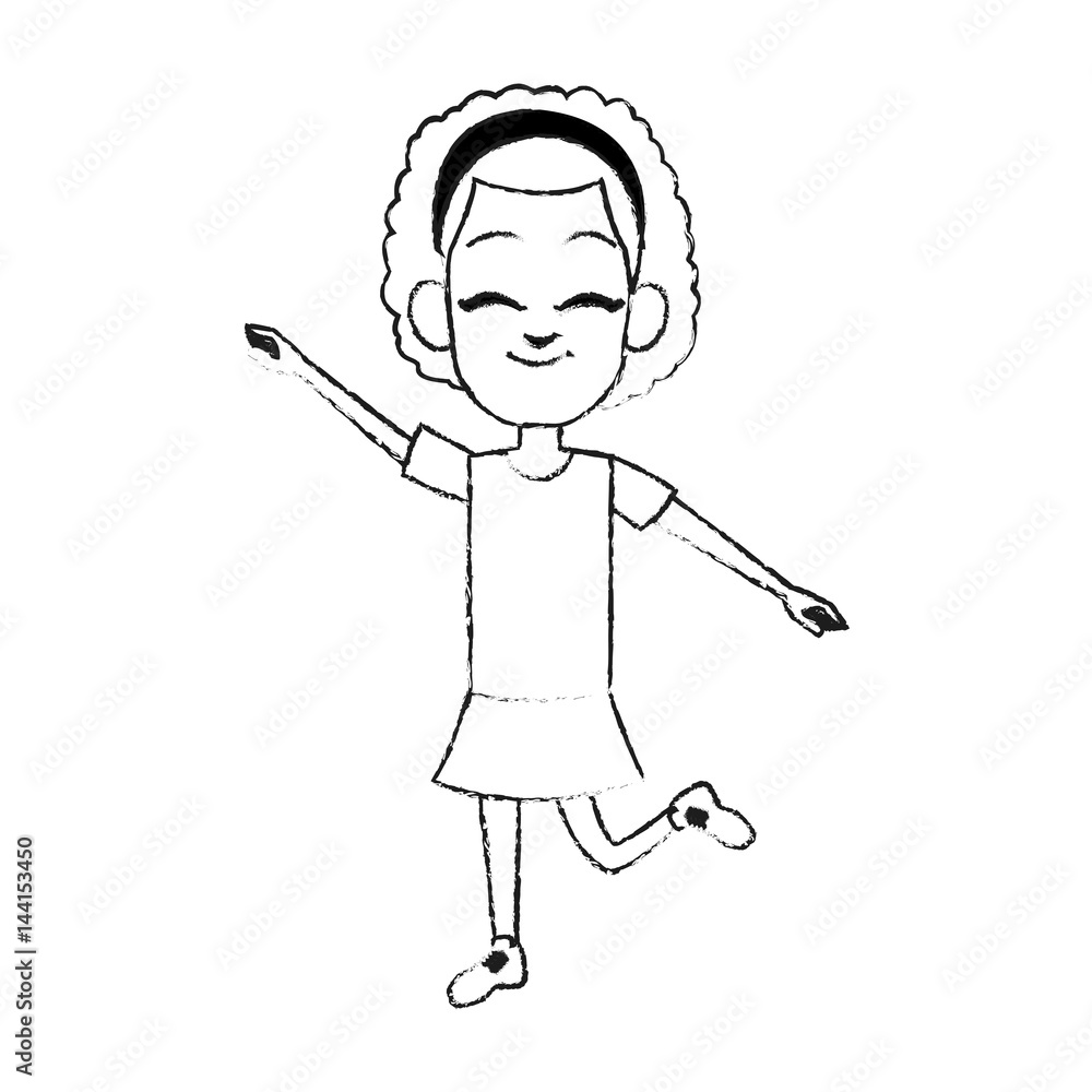 happy young girl with stretched arms dancing icon image vector illustration design happy young girl with stretched arms dancing icon image vector illustration design