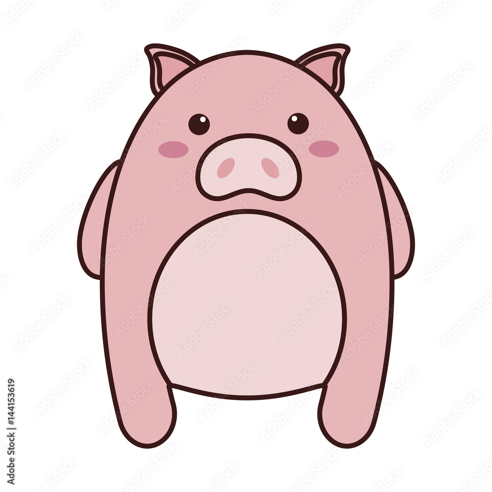 kawaii pig animal icon over white background. colorful design. vector illustration kawaii pig animal icon over white background. colorful design. vector illustration