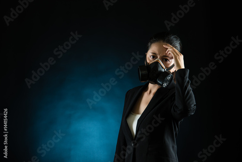 Businessman feel sick with protective mask