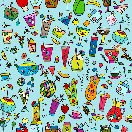 Cocktails collection, seamless pattern for your design