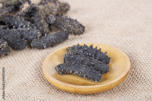Dried sea cucumber on the table