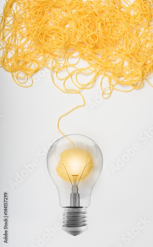 Concept of idea and innovation with wool ball