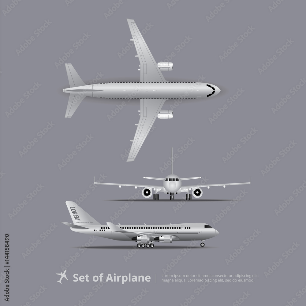 Set of Airplane Isolated Vector Illustration