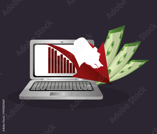 wall street bear digital money vector illustration eps 10