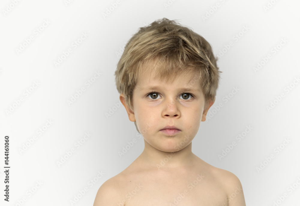 Little Boy Bare Chest Studio Portrait Young Adorable Little Boy Bare Chest Studio Portrait Young Adorable