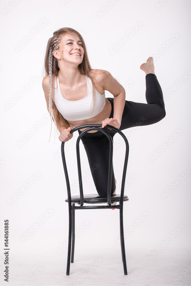 Slim sporty girl with long blond hair Slim sporty girl with long blond hair