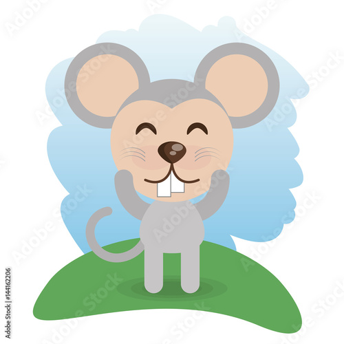 cute mouse animal winking vector illustration eps 10