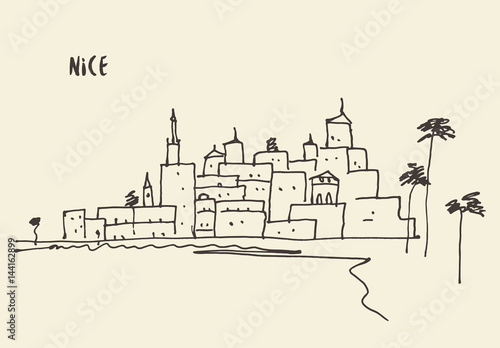 Sketch Nice view vector illustration hand drawn.