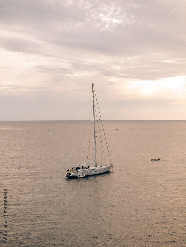 Yacht in the Adriatic sea in Montenegro, in the Balkans