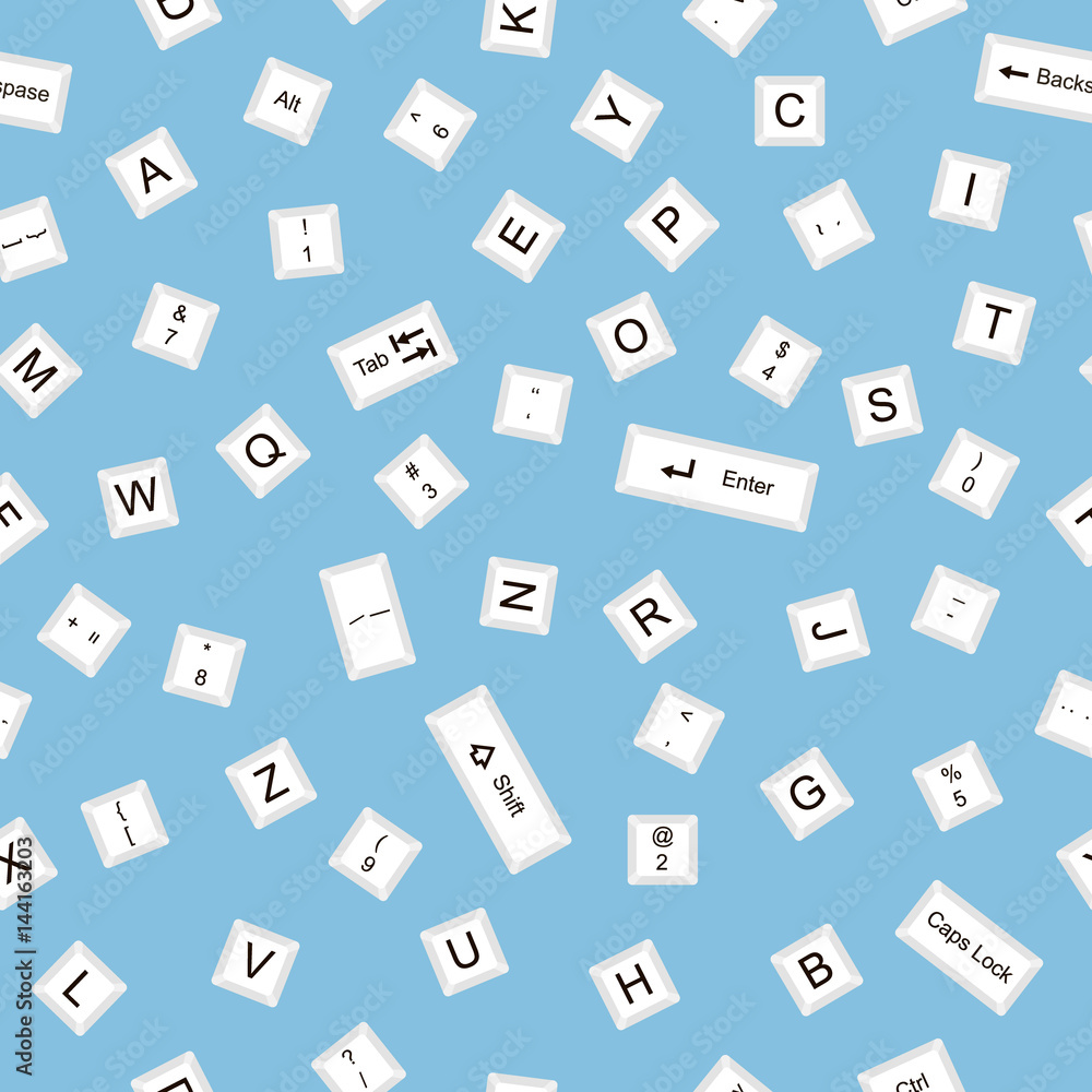 Abstract seamless background. White computer keyboard Keys on blue. Abstract seamless background. White computer keyboard Keys on blue.