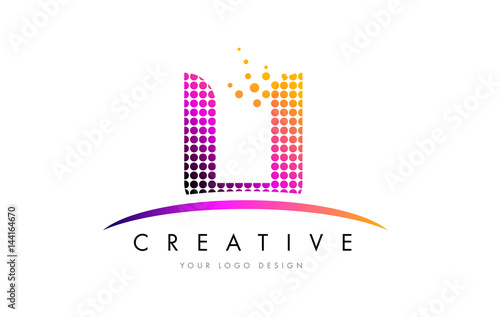 U Letter Logo Design with Magenta Dots and Swoosh