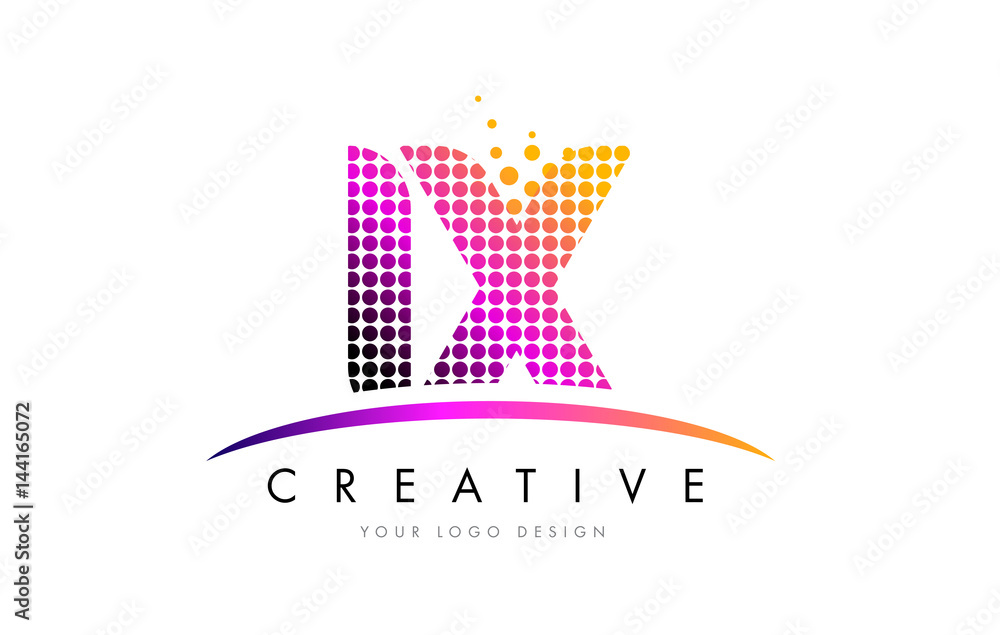 IX I X Letter Logo Design with Magenta Dots and Swoosh IX I X Letter Logo Design with Magenta Dots and Swoosh