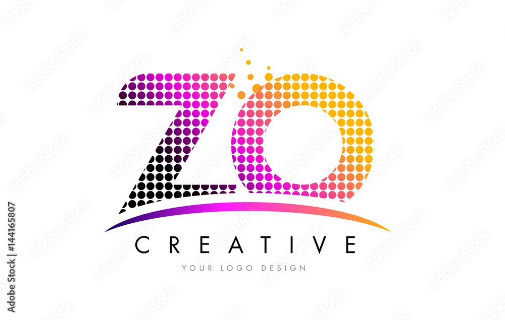 Fototapeta premium ZO Z O Letter Logo Design with Magenta Dots and Swoosh