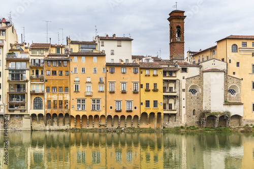 Old houses on the banks of the river Arno in Florence