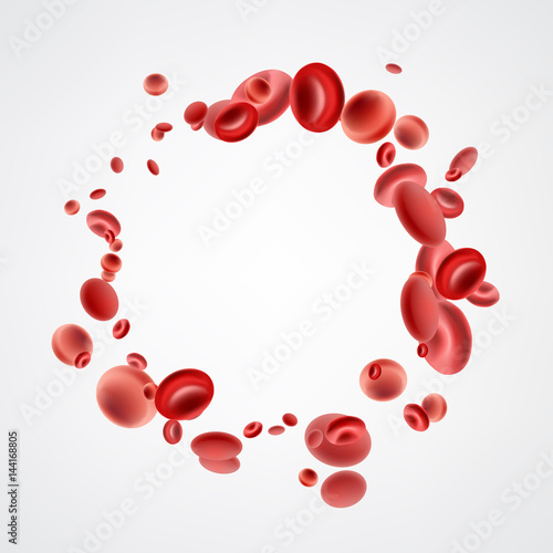 Isolated red streaming blood cells. photo
