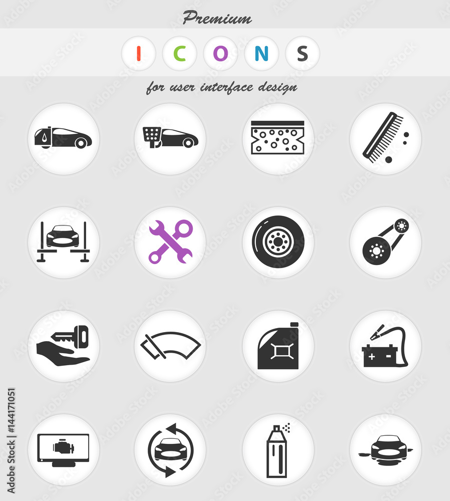 car shop icon set