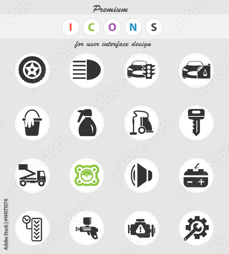 car shop icon set