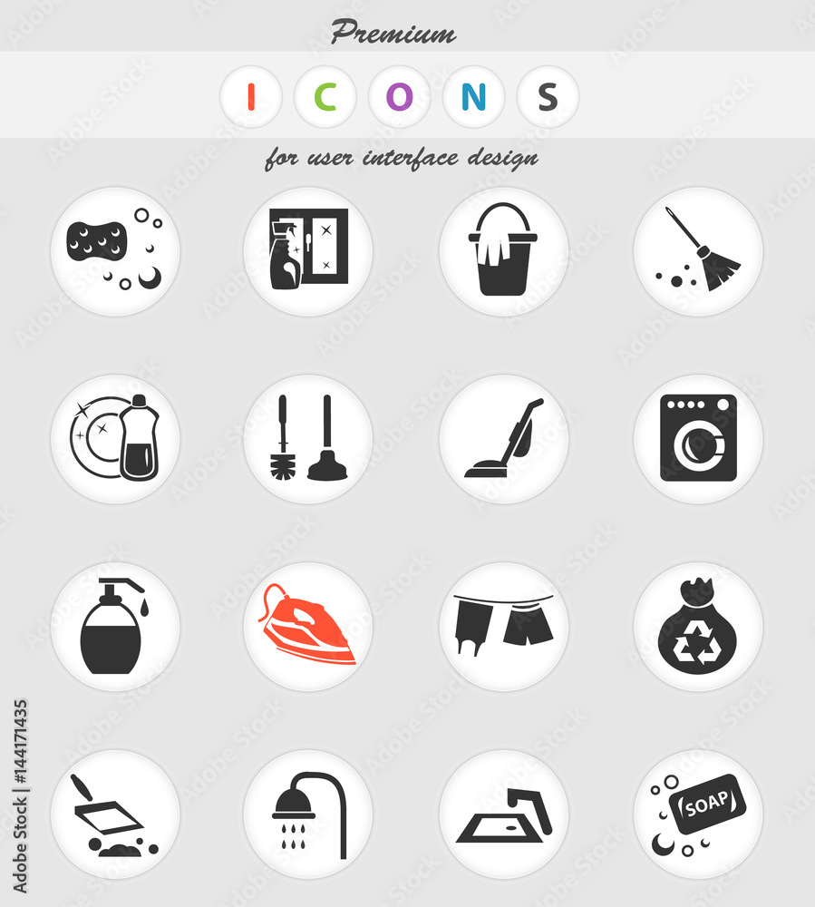 cleaning company icon set