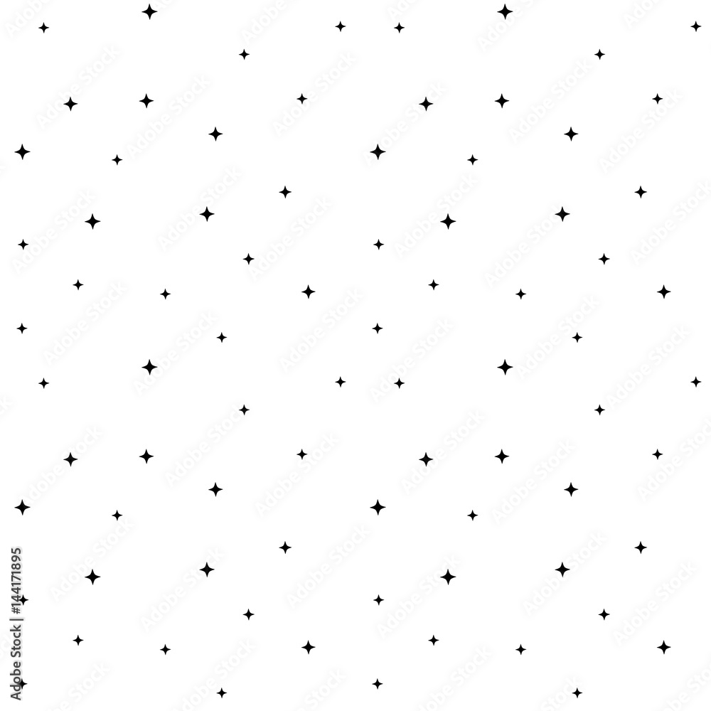 white sky with black little stars seamless vector pattern background illustration 