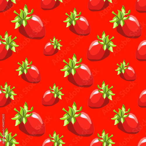 Fototapeta Naklejka Na Ścianę i Meble -  Seamless pattern with a hand drawn strawberry