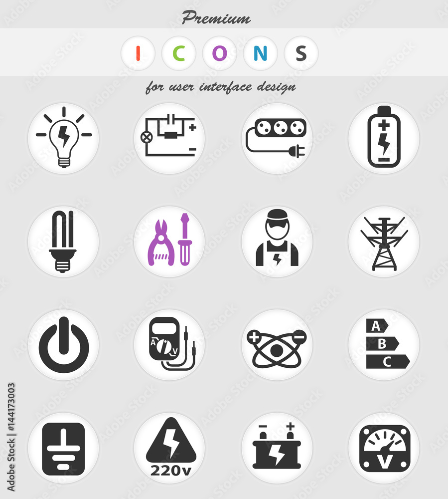 electricity icon set