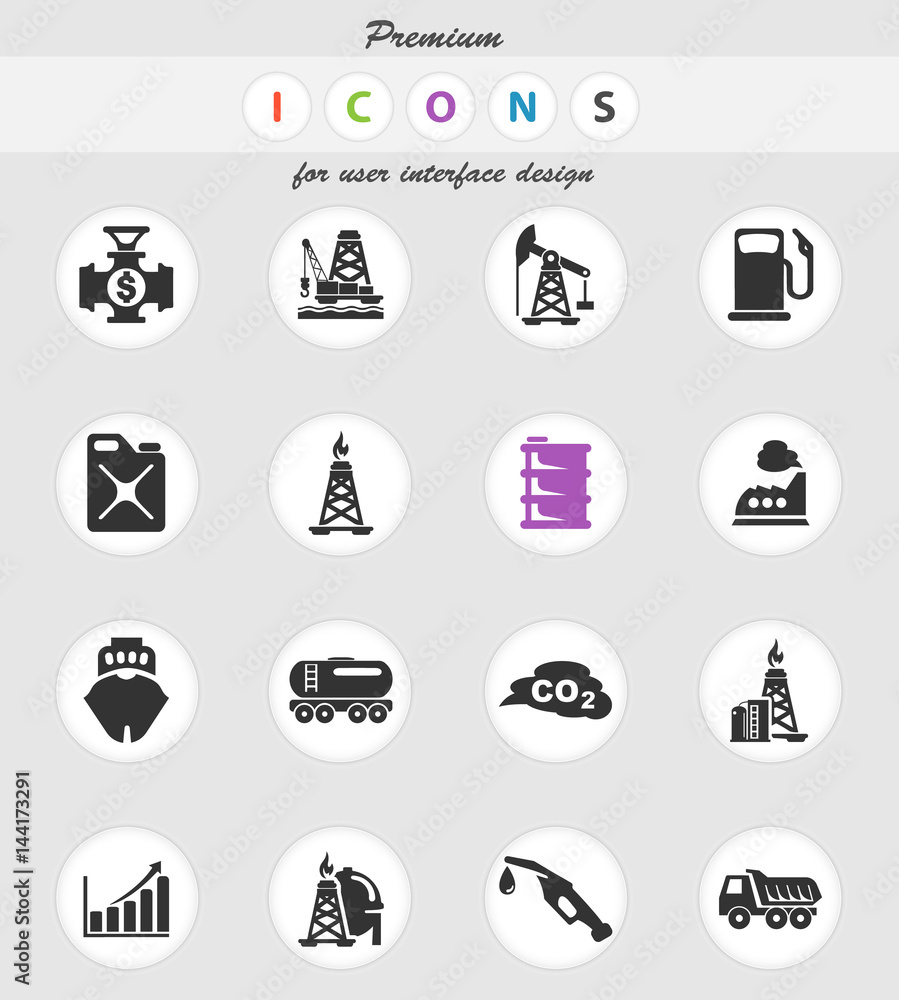 extraction of oil icon set