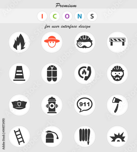 fire brigade icon set