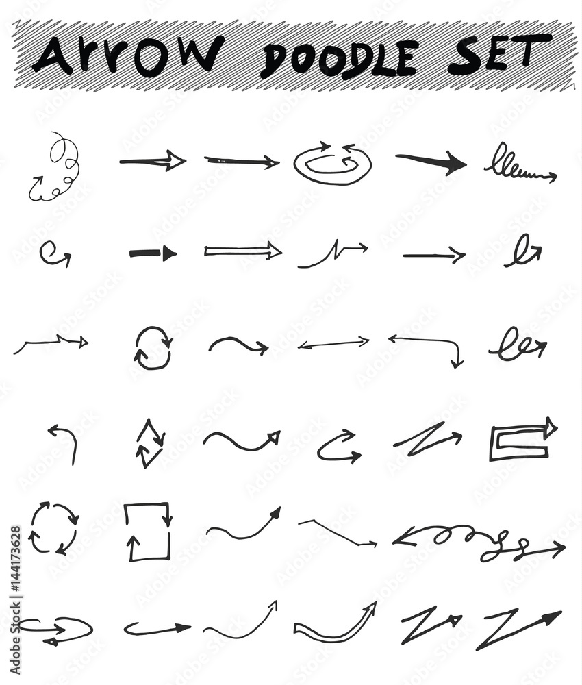 Vector hand drawn arrows set isolated on white sketch Vector hand drawn arrows set isolated on white sketch
