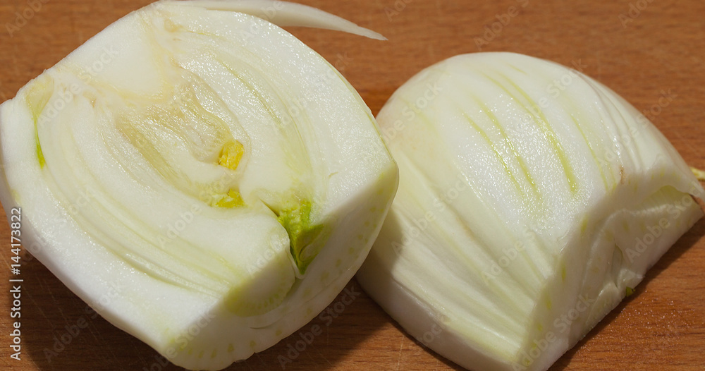Cut fennel. Cut fennel.