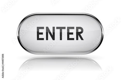 ENTER white button with chrome frame