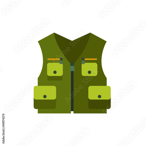 Green hunting vest vector icon