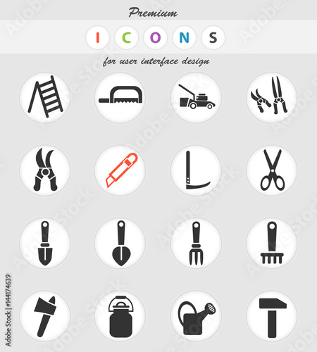 garden tools icon set