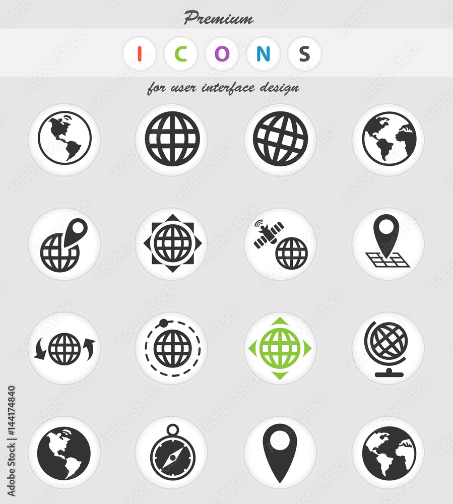globes icon set globes icon set