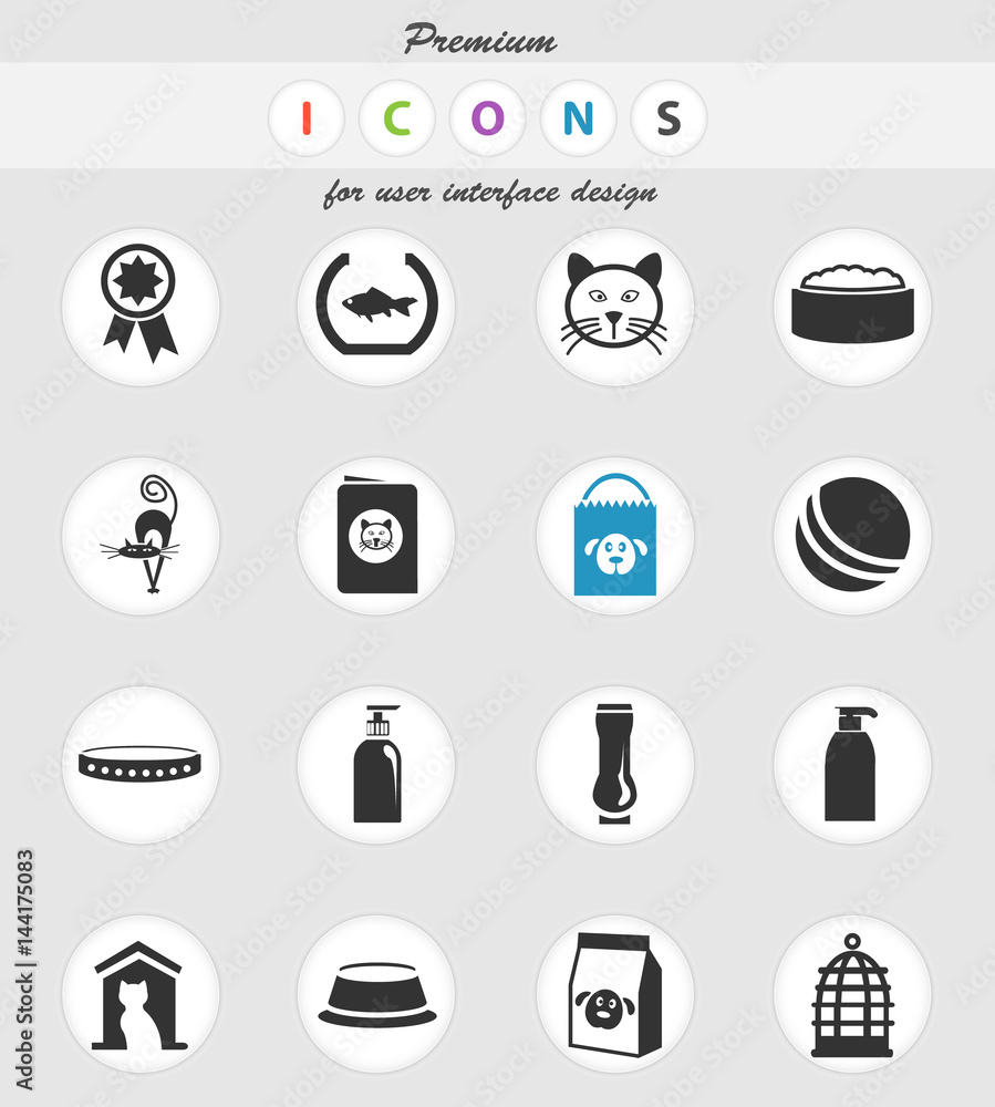 goods for pets icon set