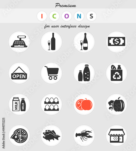 grocery store icon set