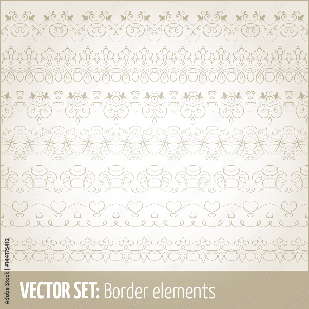 Vector set of border elements and page decoration elements. Border decoration elements patterns. Ethnic borders vector illustrations. Vector set of border elements and page decoration elements. Border decoration elements patterns. Ethnic borders vector illustrations.