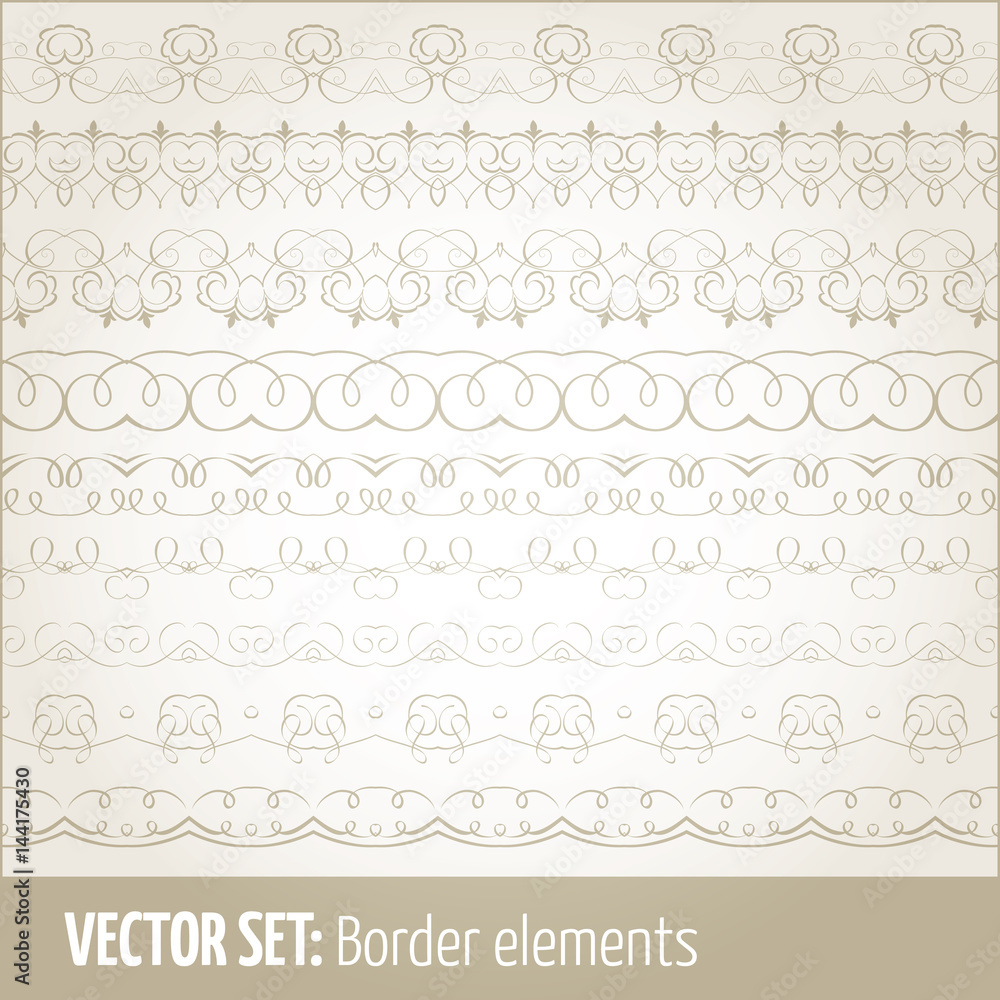 Vector set of border elements and page decoration elements. Border decoration elements patterns. Ethnic borders vector illustrations. Vector set of border elements and page decoration elements. Border decoration elements patterns. Ethnic borders vector illustrations.