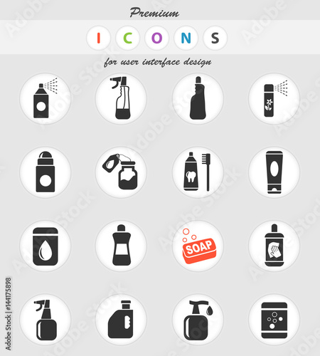 household chemicals icon set