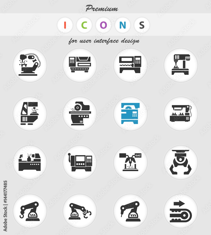 machine tools icon set machine tools icon set