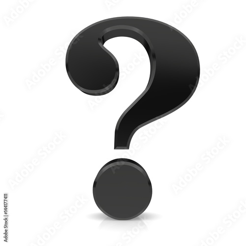 question mark 3d black isolated business symbol icon sign rendering
