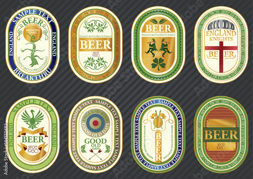 Vector set of label templates for various products, drink products