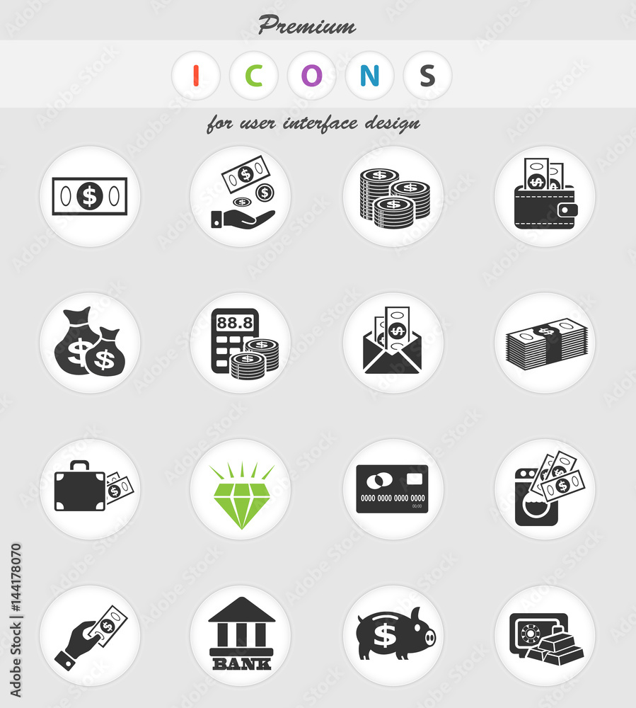money symbols icon set