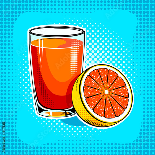 Fresh juice pop art vector illustration