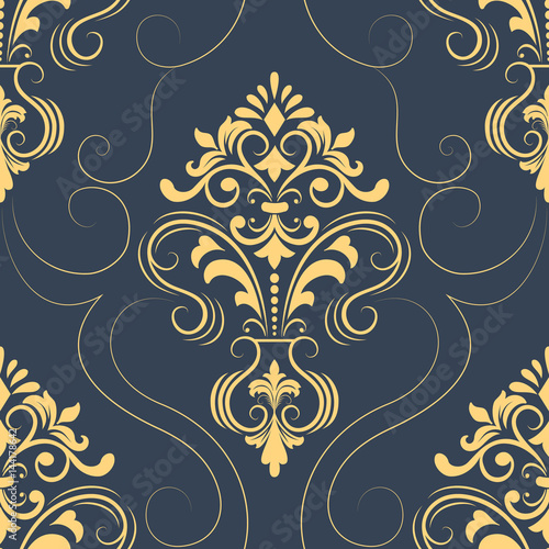 Vector damask seamless pattern element. Classical luxury old fashioned damask ornament, royal victorian seamless texture for wallpapers, textile, wrapping. Exquisite floral baroque template.