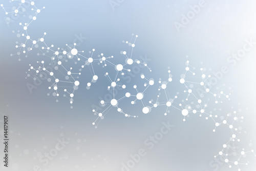 Structure molecule and communication. Dna, atom, neurons. Scientific concept for your design. Connected lines with dots. Medical, technology, chemistry, science background. Vector illustration.