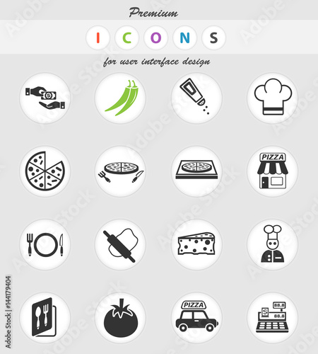 pizzeria icon set